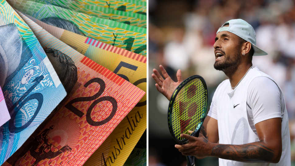 Australian currency and Nick Kyrgios.