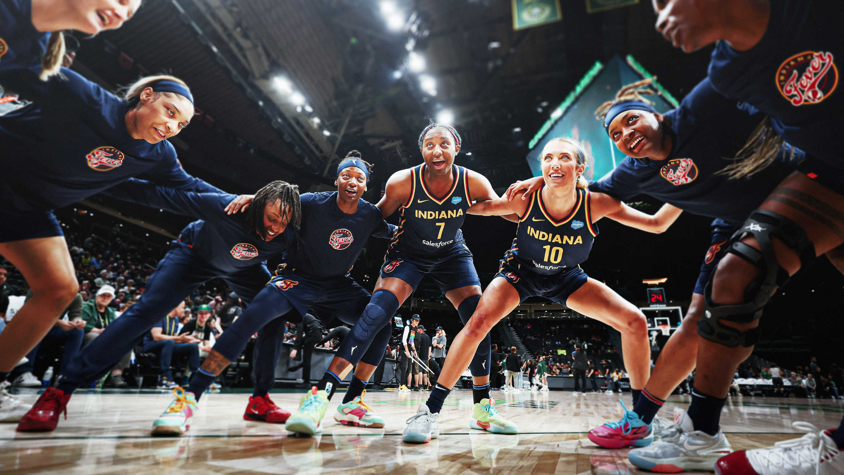 Aliyah Boston, center, helped the Indiana Fever take a big leap in Year 2 of their rebuild. (Photo by Steph Chambers/Getty Images)