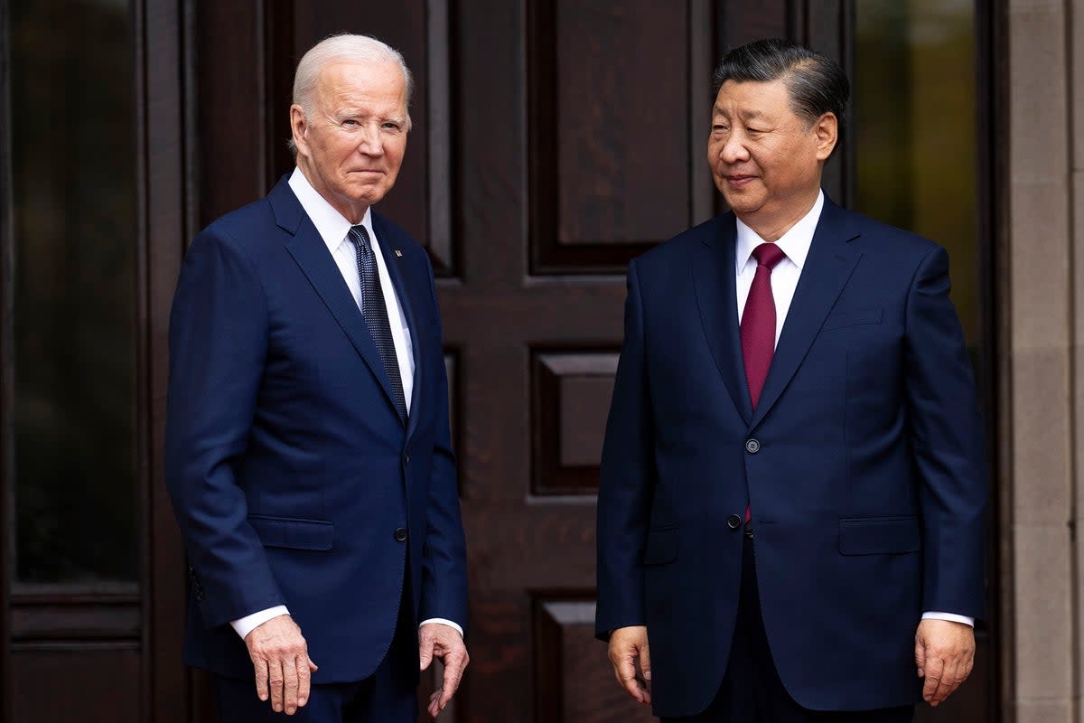 President Joe Biden greets China's President President Xi Jinping at the Filoli Estate in Woodside, Calif., Wednesday, Nov, 15, 2023, on the sidelines of the Asia-Pacific Economic Cooperative conference (AP)