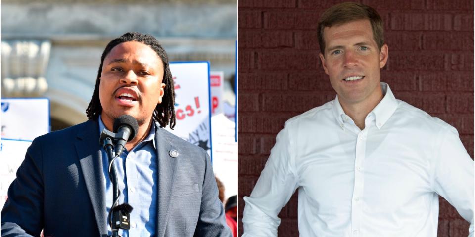 State Rep. Malcolm Kenyatta, left, and Rep. Conor Lamb, right