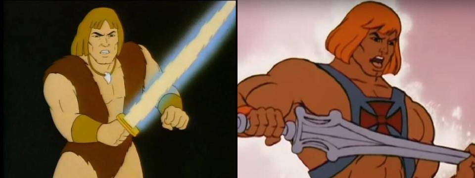 On the left, Ruby-Spears' Thundarr; on the right, Filmation's He-Man.