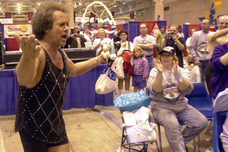 Richard Simmons is contradicting media reports saying he is collaborating with filmmakers on a movie about his life. File Photo by Bill Greenblatt/UPI