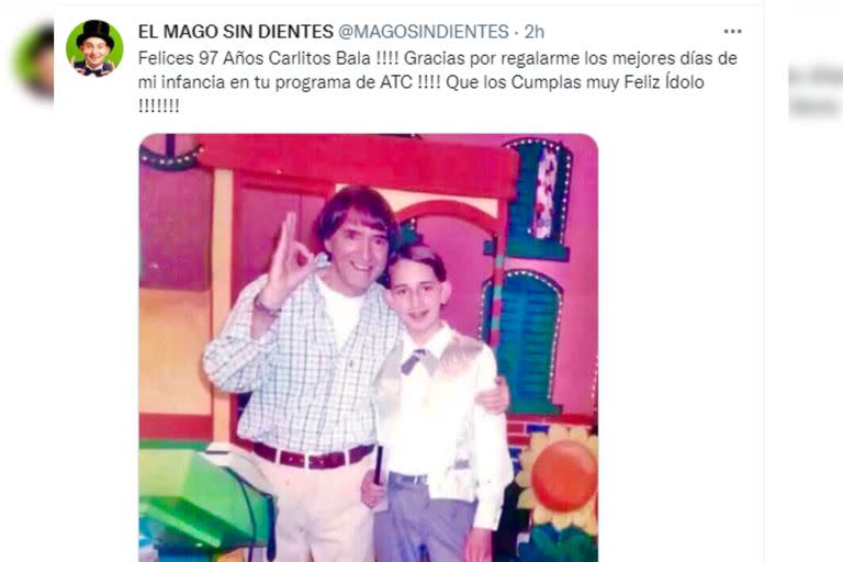 La emotiva imagen que compartió El mago sin dientes (Captura Twitter)