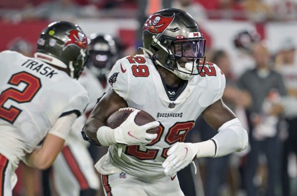 Tampa Bay Buccaneers running back Rachaad White should not be in fantasy football lineups in Week 6. File Photo by Steve Nesius/UPI