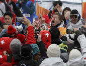 <p>Shaun White, of the United States, celebrates after the men’s halfpipe finals at Phoenix Snow Park at the 2018 Winter Olympics in Pyeongchang, South Korea, Wednesday, Feb. 14, 2018. (AP Photo/Kin Cheung) </p>