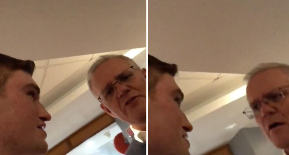 Mr Morrison did not take kindly to being filmed at the event. Source: TikTok
