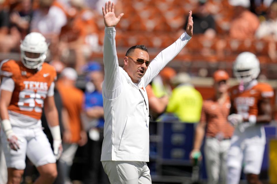 Texas coach Steve Sarkisian's Longhorns, now No. 8 in the country, will start the second half of their season Saturday at Houston.
