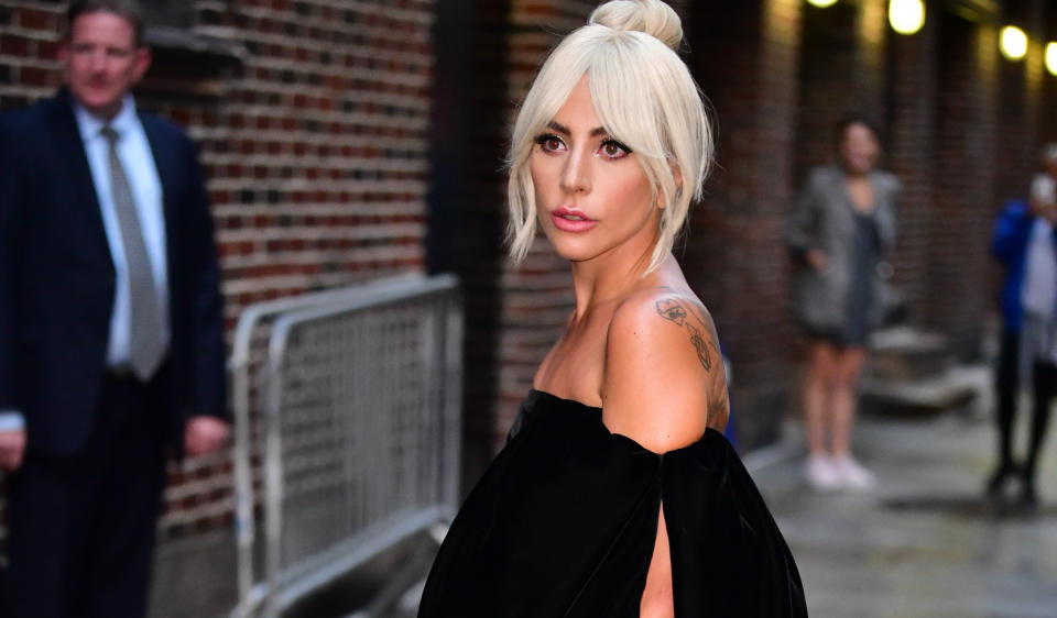 Lady Gaga arrives at <i>The Late Show With Stephen Colbert</i> on Oct. 4. (Photo: James Devaney/GC Images)