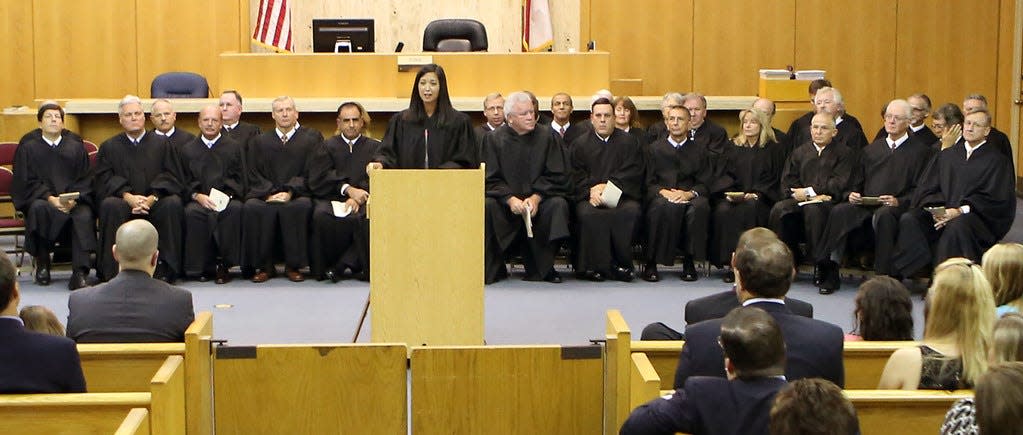 Tenth Judicial Circuit judges gather for the investiture of new judges in September 2013. The circuit is considered medium size. It comprises Polk, Highlands and Hardee counties, with a total population of about 900,000 people. It has 28 circuit judges and 12 county judges - 10 for Polk and one each for Highlands and Hardee.