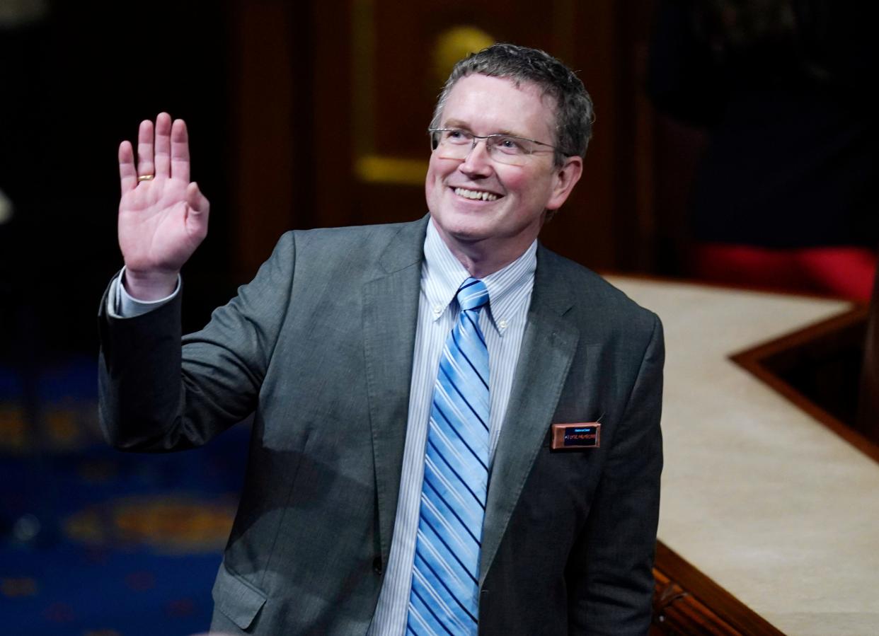 Rep. Thomas Massie pictured here in February during the State of the Union address