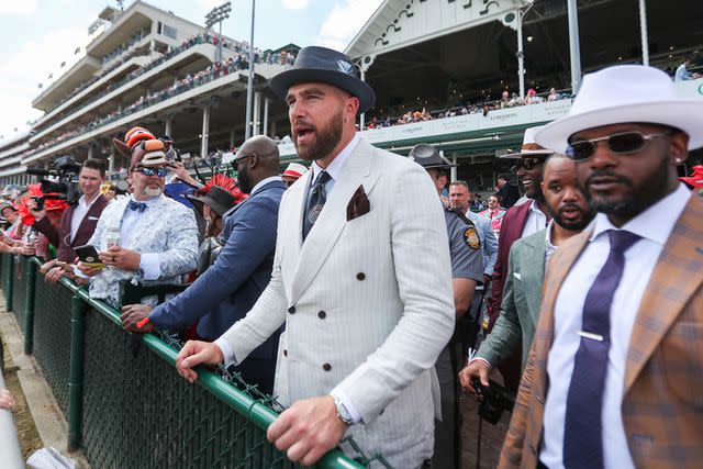 <p>LEANDRO LOZADA/AFP via Getty Images</p> Travis Kelce at the Kentucky Derby