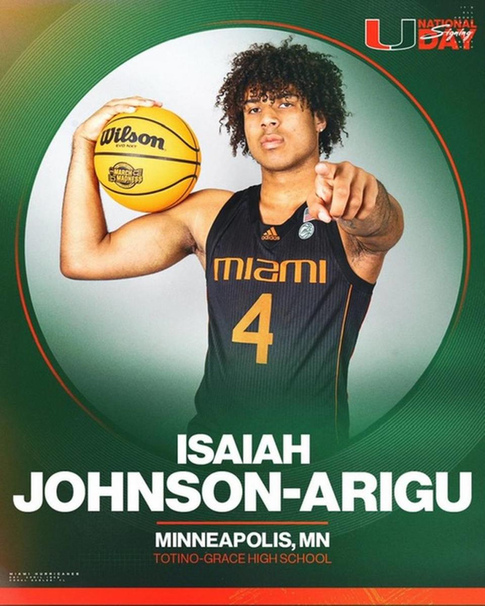 Four-star Class of 2024 prospect Isaiah Johnon-Arigu of Minneapolis, Minnesota, signed with the University of Miami.