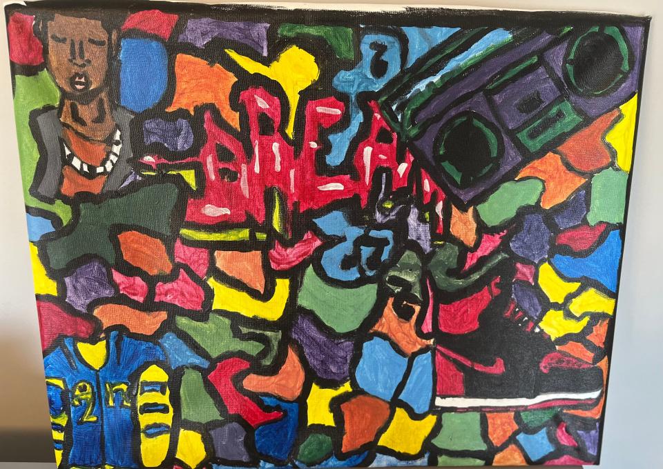 Showing his versatility, Azariah Mills has shown he is solid in abstract art.