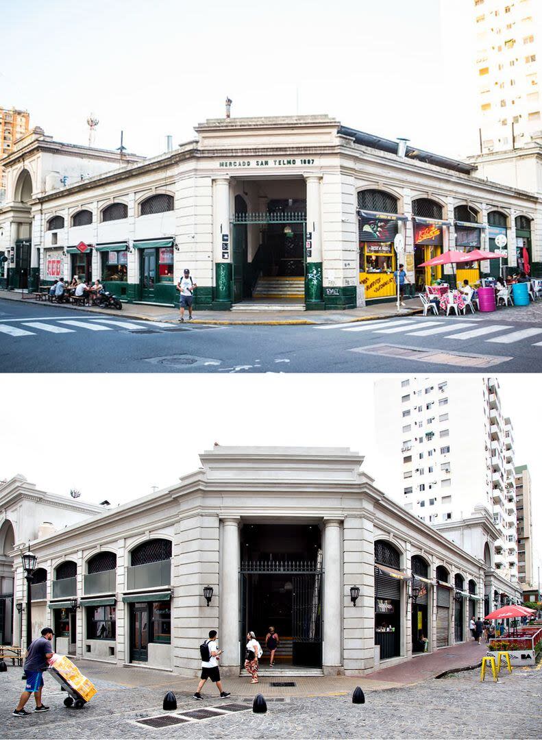 El antes y después del Mercado de San Telmo, un edificio centenario que fue inaugurado en 1897 con el propósito de abastecer de alimentos a la nueva ola de inmigrantes europeos que llegaban a la ciudad 