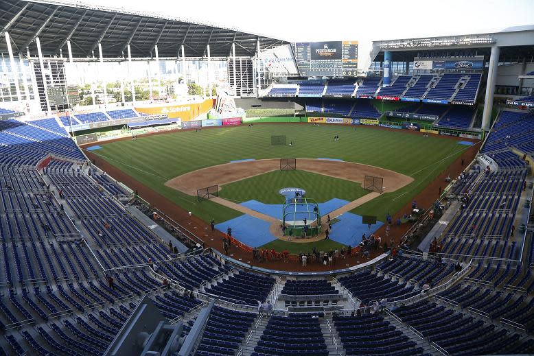 Marlins Park was the scene of an epic marriage proposal. (AP)