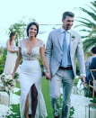 <p>Olympian <a href="https://www.brides.com/story/michael-phelps-wedding-video" rel="nofollow noopener" target="_blank" data-ylk="slk:Michael Phelps married;elm:context_link;itc:0;sec:content-canvas" class="link ">Michael Phelps married</a> 2010's Miss California USA Nicole Johnson on June 13, 2016 in an intimate five-person ceremony in their backyard in Arizona. They have one son together named Boomer. </p>