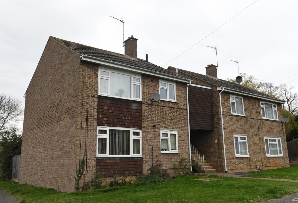 A flat, top left, in Wykes Road, Yaxley, where the baby was savaged by a dog: PA