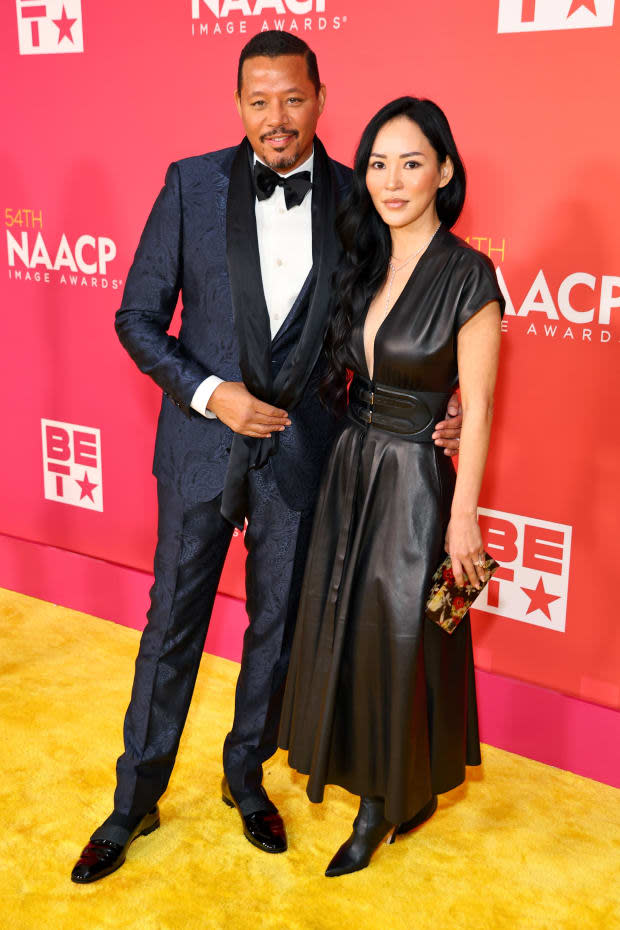 <p><strong>Terrence Howard and Miranda Pak</strong></p><p><a href="https://www.gettyimages.com/detail/1469609752" rel="nofollow noopener" target="_blank" data-ylk="slk:Leon Bennett/Getty Images;elm:context_link;itc:0;sec:content-canvas" class="link ">Leon Bennett/Getty Images</a></p>