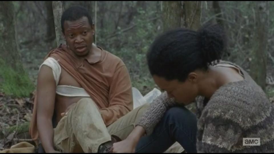 Lawrence Gilliard Jr. as Bob and Sonequa Martin-Green as Sasha in <i>The Walking Dead</i>. (Photo: AMC)