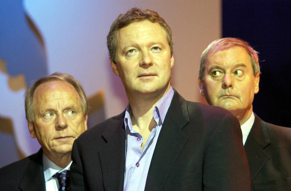 Bird (left) on stage with Rory Bremner and John Fortune (Getty Images)