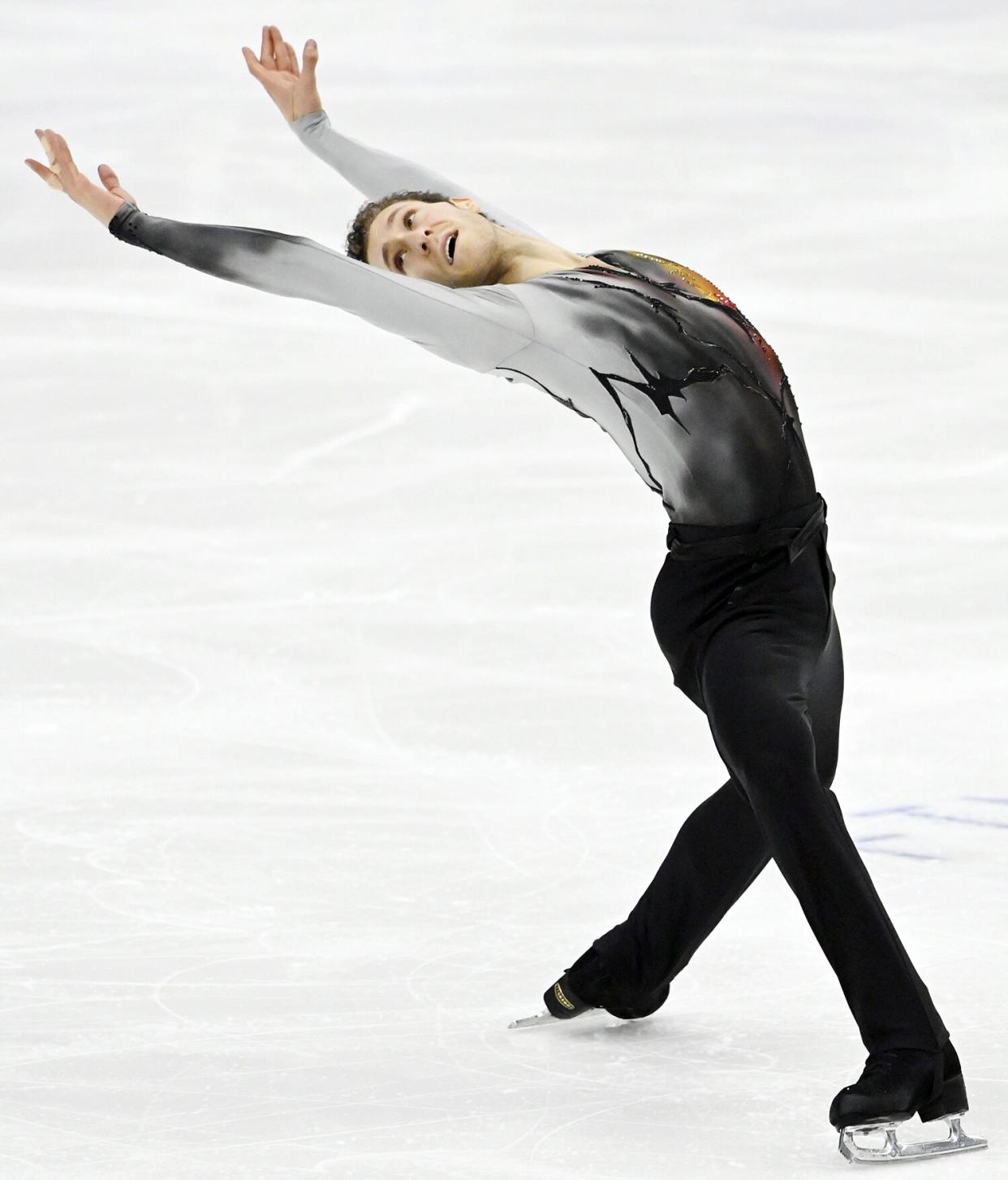 Jason Brown of USA perform his free skating during the figure skating Finlandia Trophy Espoo international figure skating competition in Espoo, Finland, on October 8, 2021. Taitoluistelu: Finlandia Trophyssä miesten ja pariluistelun vapaaohjelmat, Espoo - 08 Oct 2021