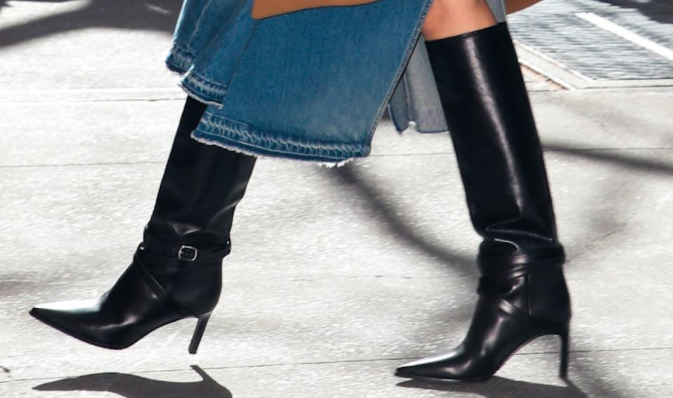 Gisele Bündchen, celine boots, Gisele Bündchen boots, Gisele Bündchen shoe style, black leather boots, stiletto boots, knee-high boots