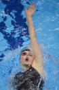 US swimmer Missy Franklin competes in the women's 100m backstroke final swimming event at the London 2012 Olympic Games in London. Franklin won gold