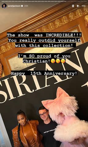 <p>Janet Jackson/iNstagram</p> Janet Jackson posing with Christian Siriano and Sia at NYFW.