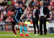 Britain Soccer Football - Sunderland v Middlesbrough - Premier League - Stadium of Light - 21/8/16 Sunderland's Joel Asoro in action with Middlesbrough's Antonio Barragan as Sunderland manager David Moyes watches on Action Images via Reuters / Lee Smith Livepic EDITORIAL USE ONLY.