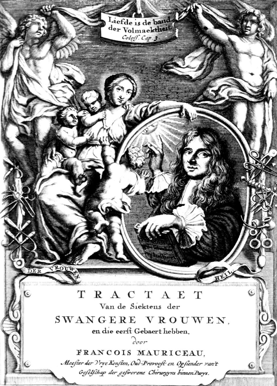 German cover of Francois Mauriceau's 1668 book, Traite des Maladies des Femmes Grosses et Accouchees