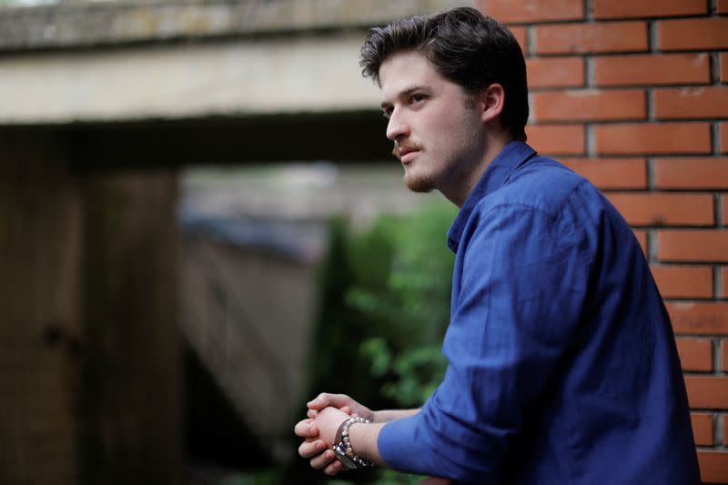 Tonibler Gashi, a student who was named after Britain's former prime minister Tony Blair, poses in Pristina