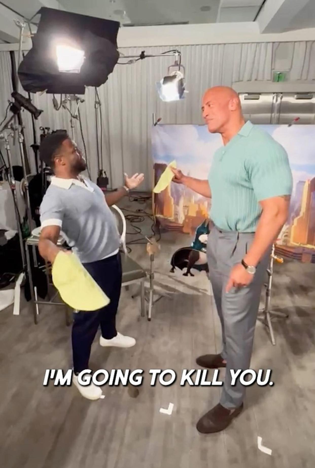 The Rock and Kevin Hart Take Part in Hilarious Tortilla Slapping Challenge