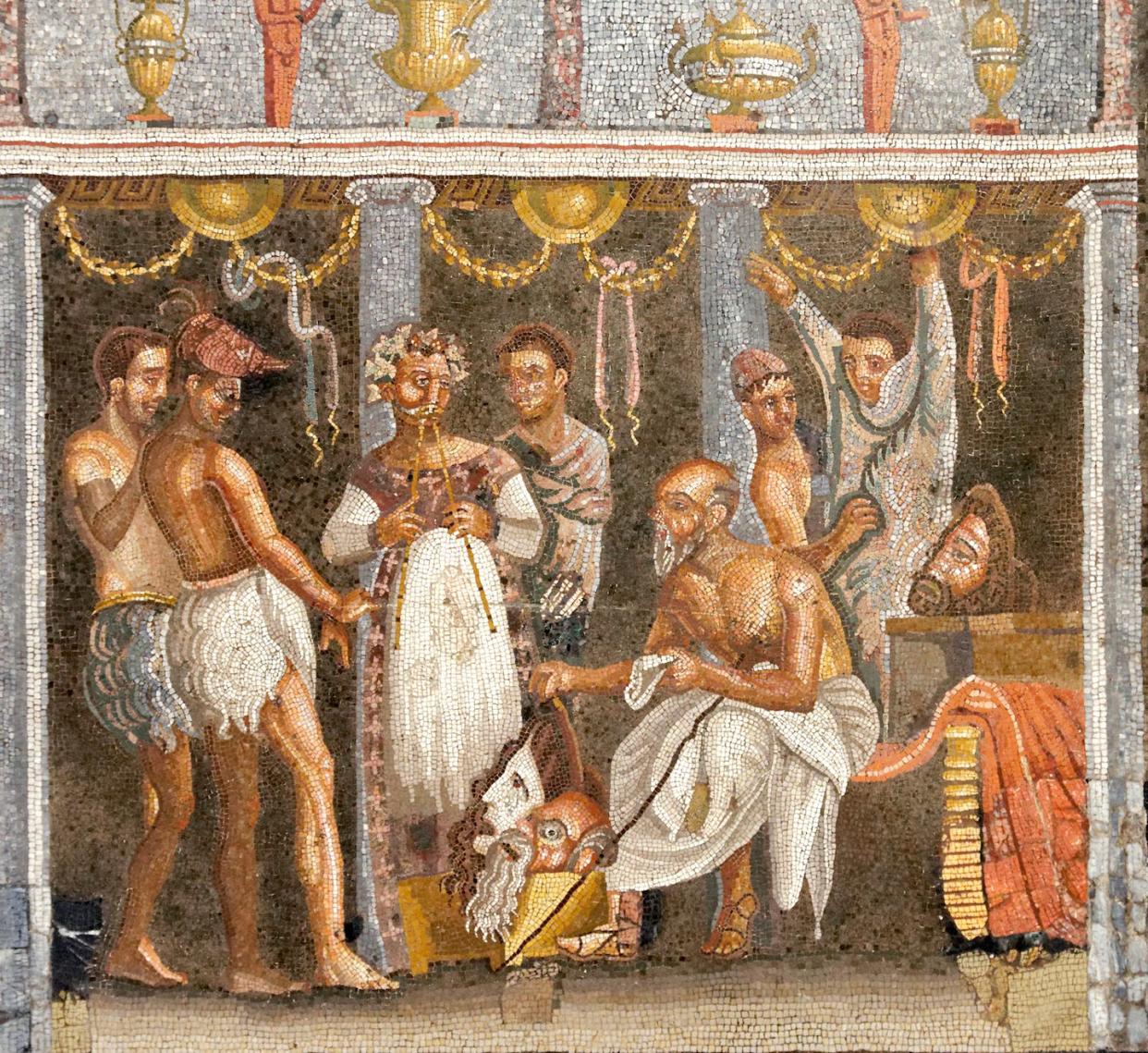 Preparation of actors for a satyric drama, from the House of the Tragic Poet, Pompeii. Wikimedia Commons