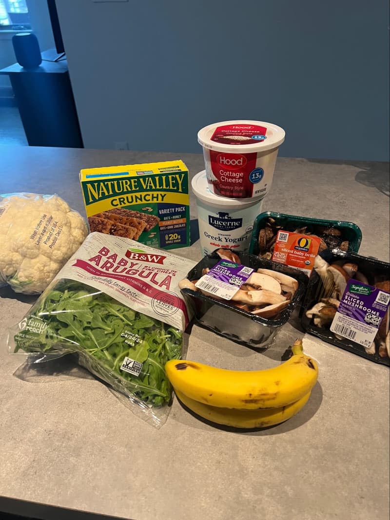 Groceries on countertop.