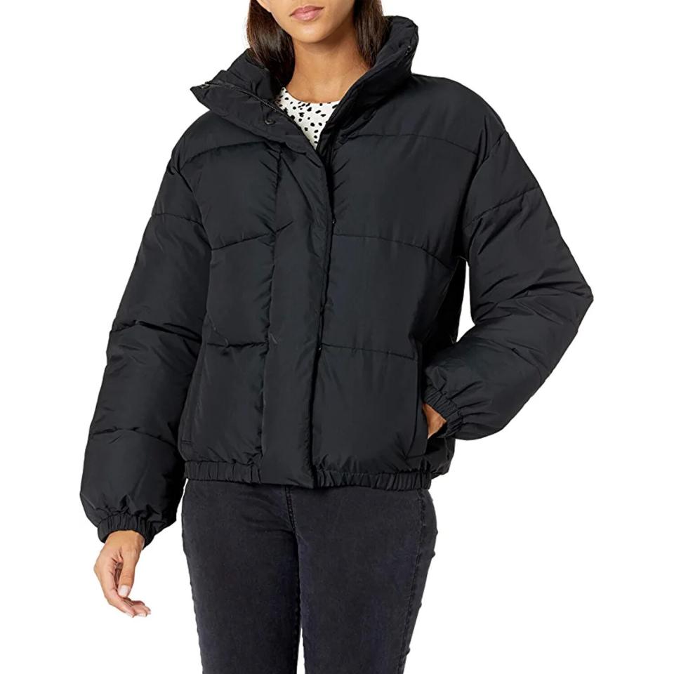 Daily Ritual Women's Relaxed-Fit Mock-Neck Short Puffer Jacket