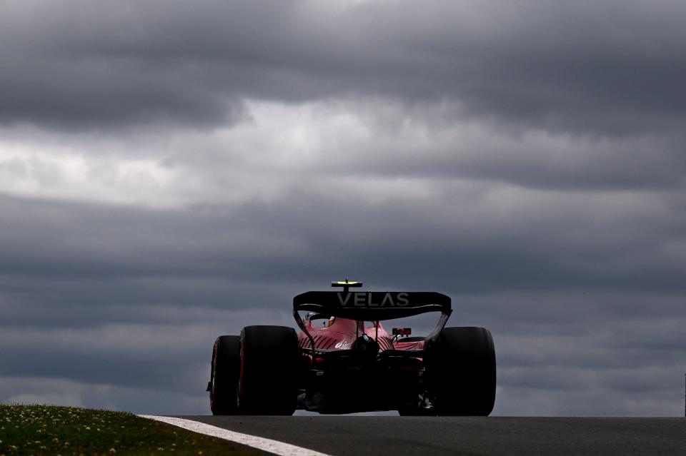 Carlos Sainz drives in final practice under heavy dark clouds... (Getty Images)