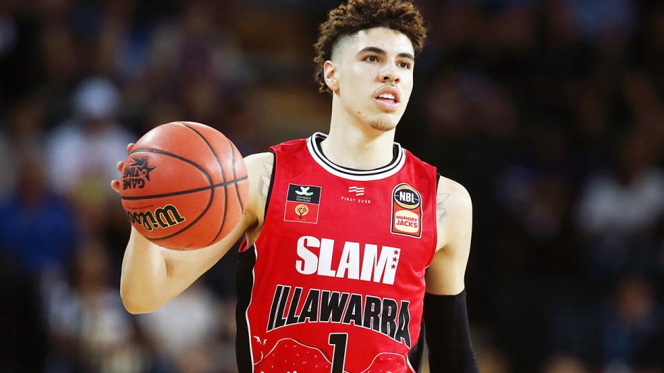 LaMelo Ball, who played for the Illawarra Hawks last season and will declare for the 2020 NBA draft, has announced his purchase of the NBL franchise. (Photo by Anthony Au-Yeung/Getty Images)