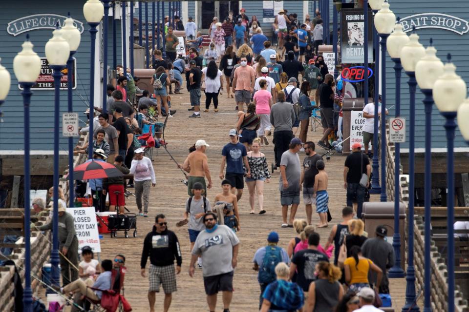 california beach pier coronavirus oceanside crowd masks