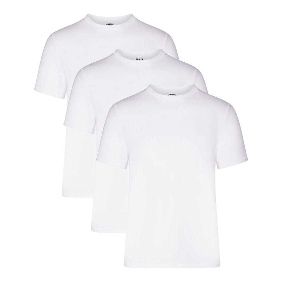 <p><a href="https://go.redirectingat.com?id=74968X1596630&url=https%3A%2F%2Fskims.com%2Fproducts%2Fskims-stretch-mens-t-shirt-3-pack-chalk&sref=https%3A%2F%2F" rel="nofollow noopener" target="_blank" data-ylk="slk:Shop Now;elm:context_link;itc:0;sec:content-canvas" class="link ">Shop Now</a></p><p>Stretch T-Shirt, 3-Pack</p><p>skims.com</p><p>$98.00</p>