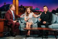 Linda Cardellini jokes about the time she got "fired" from <em>Family Guy</em> with the show's creator Seth MacFarlane and host James Corden on Wednesday's episode of <em>The Late Late Show</em> in L.A.