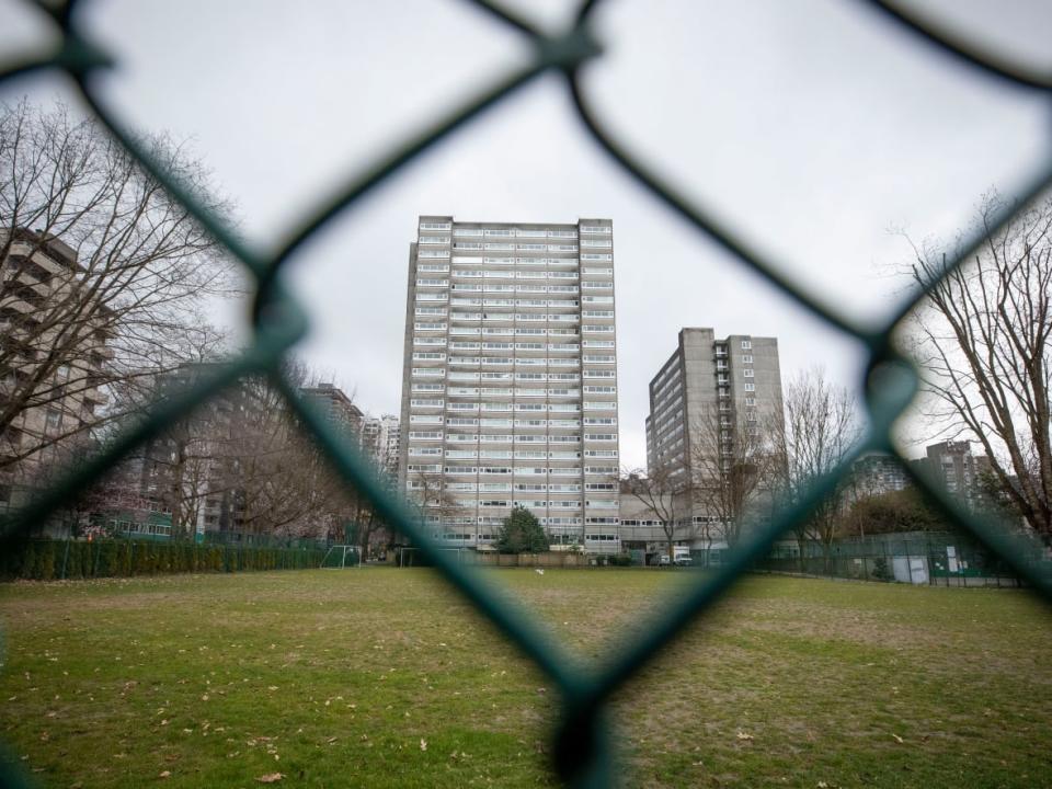 A resident of Sunset Towers in Vancouver is alarmed over a letter from the building operator that states in part: 'Emergency personnel will have their own building FOB and keys to access all units in this building.' (Ben Nelms/CBC - image credit)