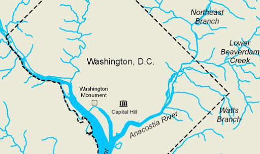 This map, provided by NOAA, shows the Anacostia in Washington, D.C. / Credit: NOAA