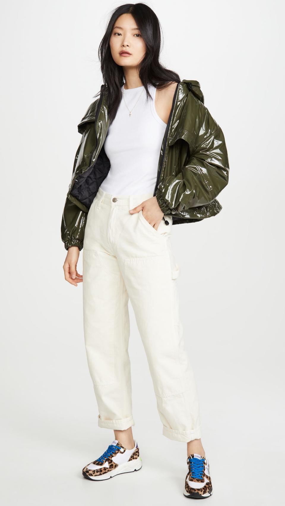 15) Colby Cropped Vegan Leather Bomber