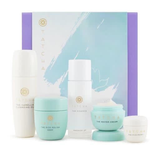 <p><strong>Tatcha</strong></p><p>amazon.com</p><p><strong>$74.00</strong></p><p><a href="https://www.amazon.com/dp/B08D3PK6KZ?tag=syn-yahoo-20&ascsubtag=%5Bartid%7C10051.g.41969426%5Bsrc%7Cyahoo-us" rel="nofollow noopener" target="_blank" data-ylk="slk:Shop Now;elm:context_link;itc:0;sec:content-canvas" class="link ">Shop Now</a></p><p>Tatcha is one of the most beloved skincare brands, so if you want to sample their bestselling products, this kit is for you. This has all the skincare you need for smooth, refreshed skin.</p>