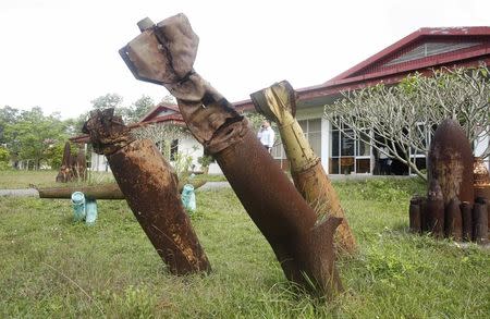 U.S. bomb shells are seen at a mines and bombs museum in Vietnam's central Quang Tri province, March 2, 2015. REUTERS/Kham