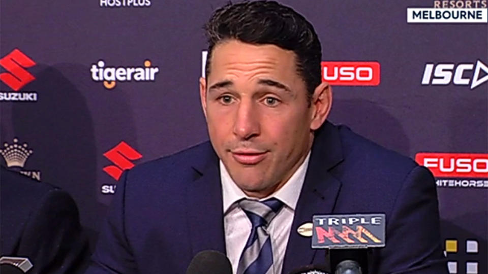 Slater fought back tears confirming his retirement. Pic: Fox Sports