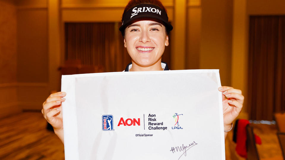 Pictured here, Hannah Green celebrates with her huge LPGA Tour bonus. 