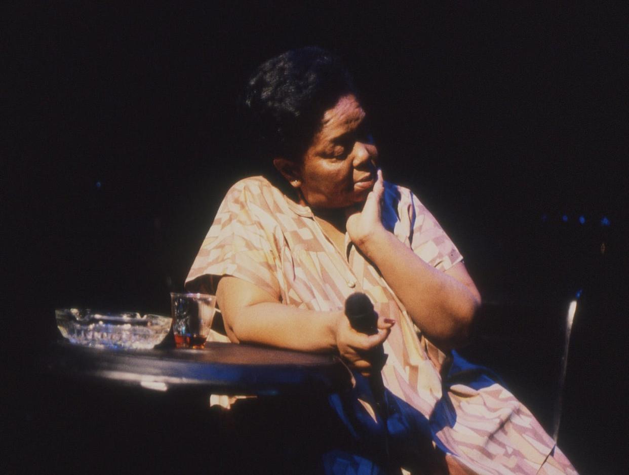 <span class="caption">Cesária Évora on stage in the new documentary by Ana Sofia Fonseca. </span> <span class="attribution"><span class="source">Courtesy Cesária Évora film/Encounters</span></span>