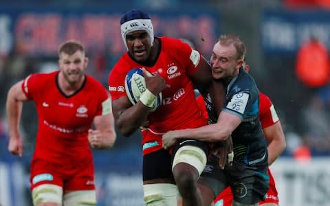 Joel Kpoku charges up the middle - Credit: action images