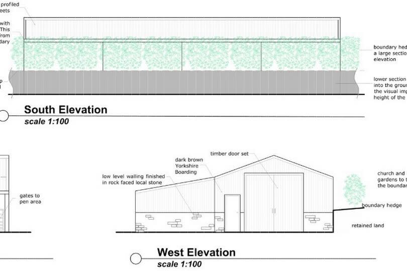 Livestock building proposed elevations, 3 Eskdale Close Sleights Whitby
